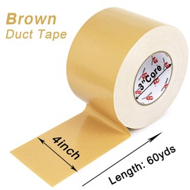 BOMEI PACK 4" Tan Brown Duct Tape Wide Roll,4 Inch x 60 Yards,Industrial Grade Tan Duct Tape,Heavy Duty,Waterproof and UV Resistant,Residue Free for Repairing, (Tan)