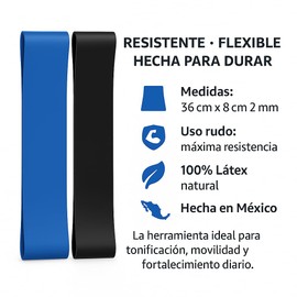 2 Ligas de Resistencia Premium para glúteos y piernas. Dimensiones 8cm x 36cm x 2mm de Espesor. Tonifica y fortalece Desde casa. Banda de Resistencia para Amantes de Yoga, Crossfit y Pilates.