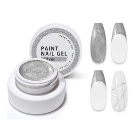 Gel Paint For Nails Art, Paint Nail Gel For French Tip Tool Design For Home Salon DIY Gel Nail Art (Silver, M)