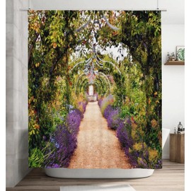 SRJ2018 Colourful summer flower garden with a path under archway Shower Curtain 12Hook 183X183CM