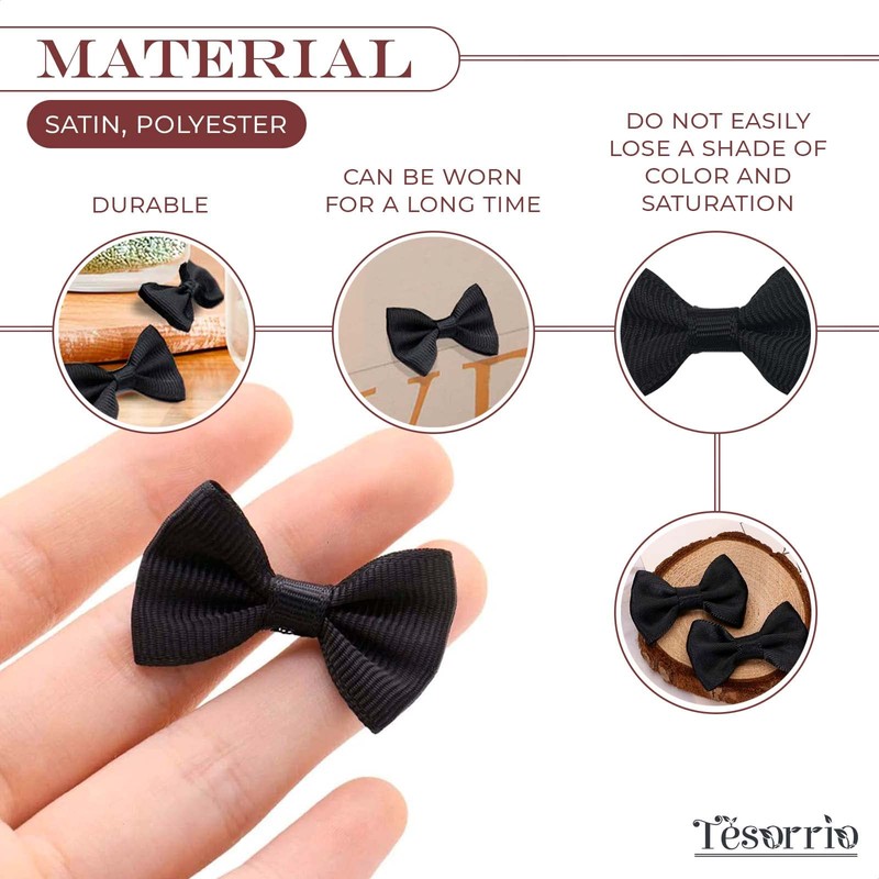 Black Mini Bow Ties for Crafts - 30Pcs Mini Diy