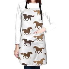 Yipaidel Different Color Horse Adjustable Waterproof Kitchen Apron with 2 Pockets Cooking Chef Gardening Grill BBQ for Men Women