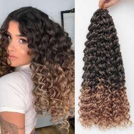 24 Inch Pre Looped Crochet Hair for Black Women Girls&Kids-8 Packs Gogo Curl/Beach Curl/Ocean/Water/Deep Wave Synthetic Hair Tangle-Free Full&Natural Look Long-Lasting for Daily Wear(T1B/27)