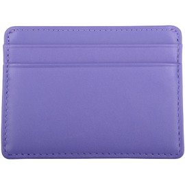 Womens Genuine Leather RFID Protected Credit/Travel Card Holder Pouch - Violet