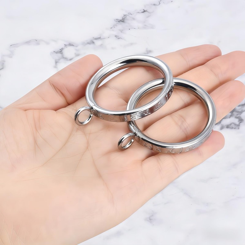 ZHHGTTUY Thick Metal Eyelet Curtain Rings with Ancient Script Engraving,1.73-Inch