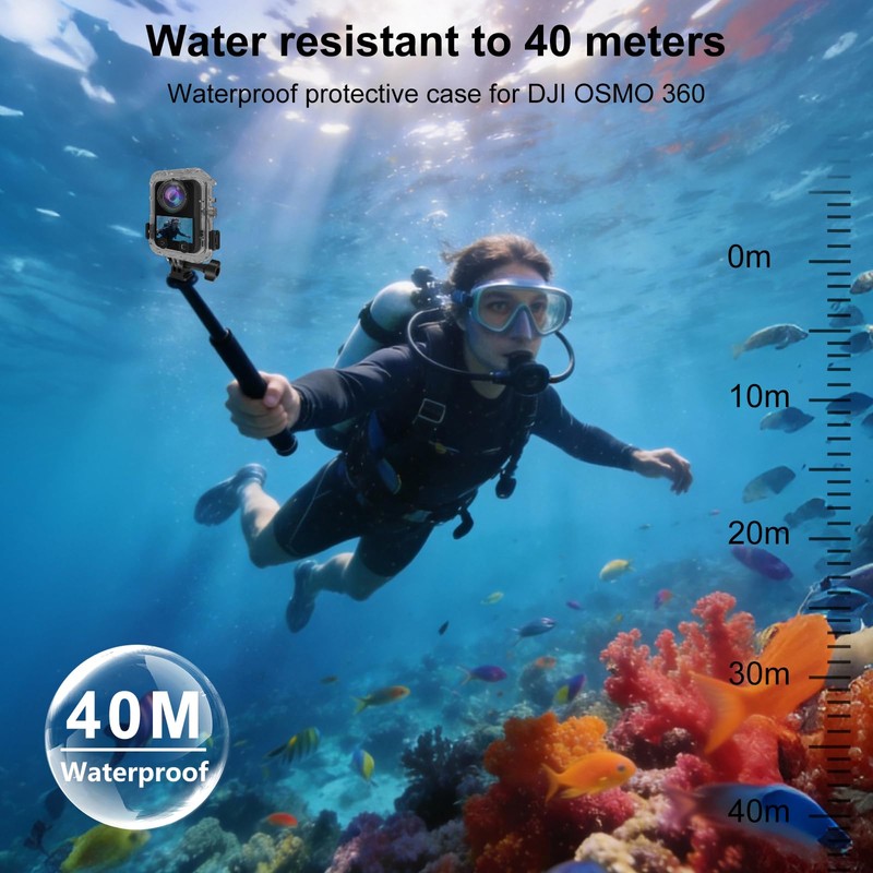 YicDofu Osmo 360 Waterproof Case, 40m/131FT Underwater Housing 97% High
