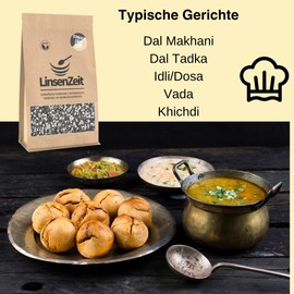 LinsenZeit - Black Urid Beans Halved 600 g - Urid Dal Chilka - Urad Dal - Unique Protein Source - Vegan, No Additives & Premium Quality