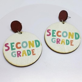 Blue Drop Cute Teacher Wooden Stud Earrings Second Grade Welcome Back to School Earrings Teacher Appreciation Jewelry Gifts