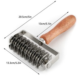 Stainless Steel Dough Lattice Top Cookie Pie Pizza Bread Pastry Crust Roller Cutter,Wood Handle