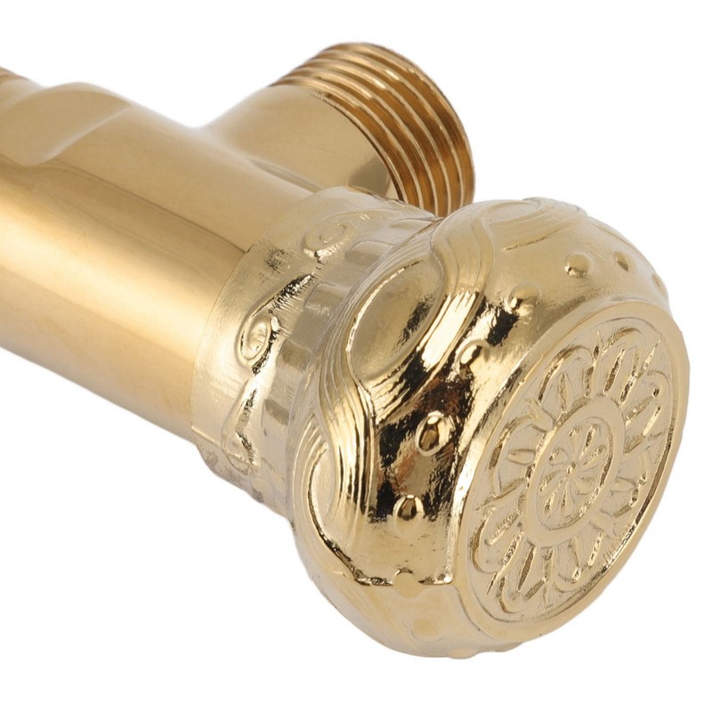 Angle Stop Valve Gold Antique Full Copper Carving Thicken Cold