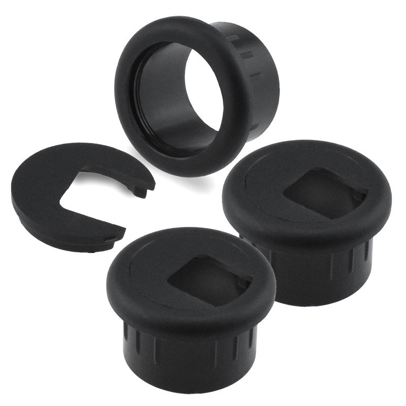 SDTC Tech 3-Pack 1 inch Desk Hole Wire Grommet Black