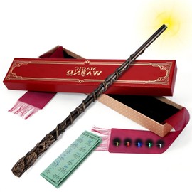 Rechargeable Light Up Wizard Magic Wand with 5 Static Light Colors, Illuminating Witch Toys with Gift Box, for Kids Cosplay Collections, Vine