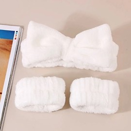 Cute face wash band ribbon hair wrist band headband face wash set-WFI0PG2 04.Grey Brown - FREE / 귀여운 세안 밴드 리본 헤어손목밴드 머리띠 세안세트-WFI0PG2 04.그레이브라운 - FREE