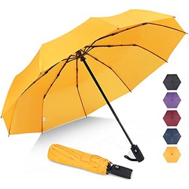 ZOMAKE Pocket Umbrella, Stormproof, Small Umbrella with Automatic Open/Close for Men and Women, Travel Umbrella with UV Protection, Yellow (New)