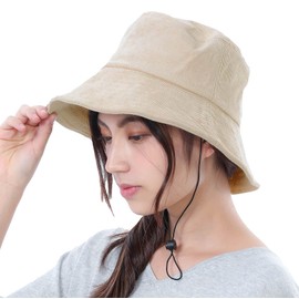 TRAX SHOP TGY-0130-0138 Women's Bucket Hat, Spring, Summer, Autumn, Winter, UV Protection, Sun Protection, corduroy light beige