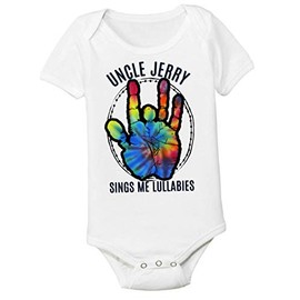 Uncle Jerry Garcia Lullabies Tie Dye Toddler Boy or Girl T Shirt Baby Onesie Bodysuit Dead Head Gift Unisex 3-6 Months UNCJ36SS