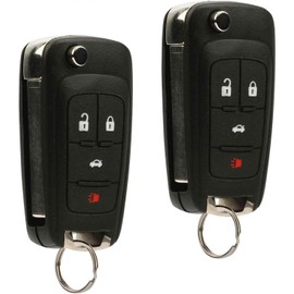Car Key Fob Keyless Entry Remote Flip fits 2010-2017 Buick Allure Encore Lacrosse Regal Verano/Chevy Camaro Cruze Equinox Impala Malibu Sonic/GMC Terrain (OHT01060512), Set of 2