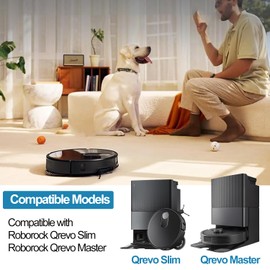 LOOHAOC 14-Piece Accessory Set Compatible with Roborock Qrevo Slim/Qrevo Master Robot Vacuums, 2 Main Brushes, 6 Side Brushes, 4 Filters, 1 Cleaning Brush, 1 Screwdriver