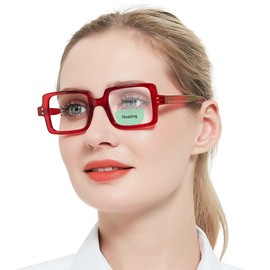 OCCI CHIARI Bifocal Reading Glasses with Clear Top,Blue Light Blocking Transition Readers Women 1.0 1.5 2.0 2.5 3.0 3.5(300+ Red)