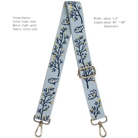 Duwi Wide Purse Strap Jacquard Guitar Style Strap Multicolor Canvas Adjustable Crossbody Bag Strap(lightblue,branch,flower)
