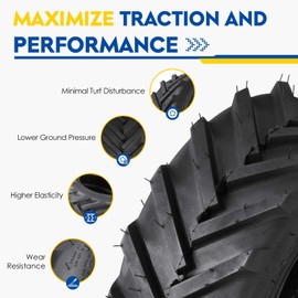 Lawn Mower Tires 16X6.50-8 16X6.50X8 Pneumatic 4Ply Tubeless Turf Tire for Riding Lawnmower Garden Tractor 166508 (2 Pack)