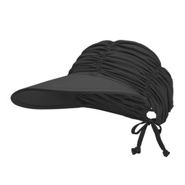 Century Star Sun Visors for Women Wide Brim Visor Hats UPF 50+ UV Protection Summer Foldable Ponytail Beach Hats Black One Size