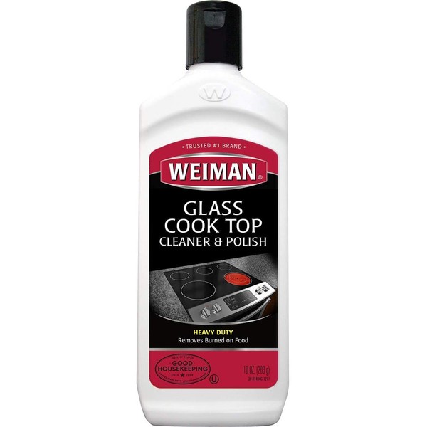 Weiman Glass Cooktop Heavy Duty Cleaner & Polish - Shines and Protects Glass/Ceramic Smooth Top Ranges with its Gentle Formula - 10 Oz., Clear
