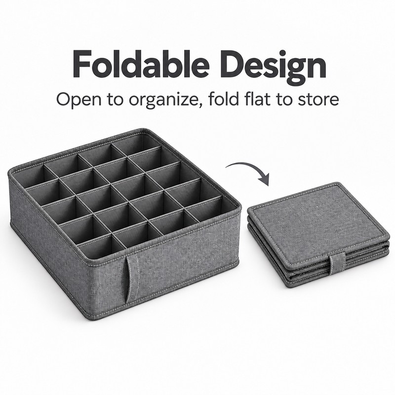 Foldable Underwear Organizer for Drawers & Closets – Non-Woven Fabric