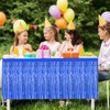 Morcheiong 2 Pack 29.5x108 Inch Blue Foil Fringe Tinsel Table