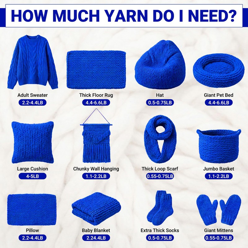 Chunky Chenille Yarn for Crocheting & Knitting, Jumbo Thick Soft