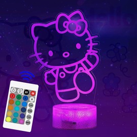 ZTZK Kitty Lampe, Niedliche Kitty Deko Lampe- 3D 16 Farben Intelligentes Fernbedienungs Nachtlicht für Kitty Geschenke für Mädchen, Weihnachtsgeschenke, Kindergeburtstagsgeschenke