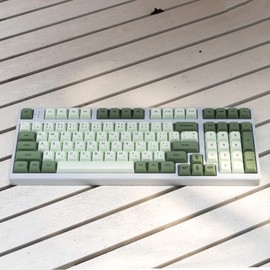 mintcaps PBT Japanese Keycaps Matcha Green XDA Profile Cute Keycaps Set 124 Keys Custom Dye-Sub Keyboard Keycaps for Cherry Gateron MX Switches Mechanical Keyboards