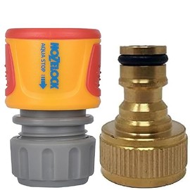 Simply Products 3/4" Brass Tap Adaptor Fitting with Hozelock Quick Connect Soft Touch AquaStop Connector