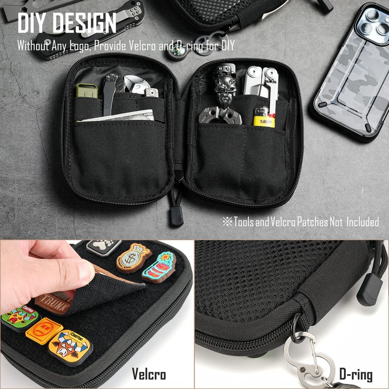 SP2 EDC Pouch, Pocket Organizer with Velcro, Nylon EDC Pocket