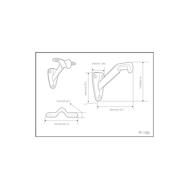 QCAA Heavy Duty Handrail Stair Brackets, Zinc Die Cast, Brushed