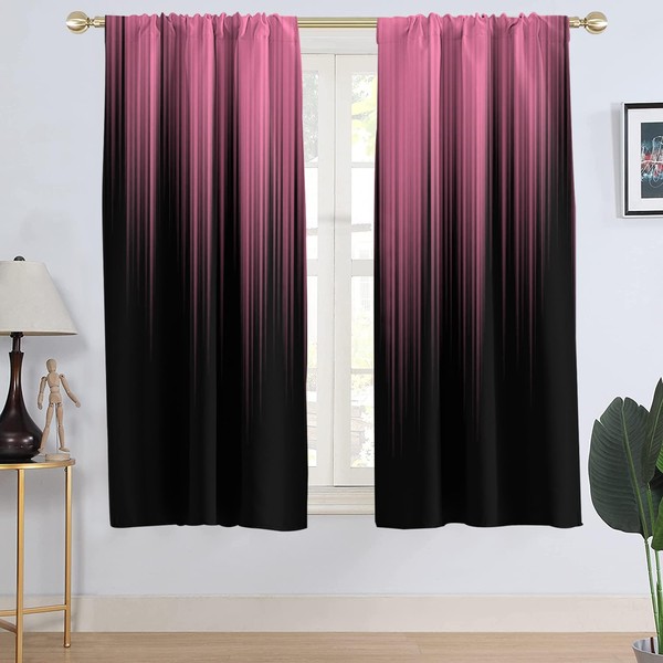 AAtter Hot Pink and Black Window Curtain Girls Girly Preppy