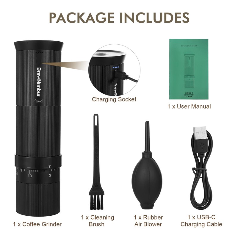 Portable Electric Coffee Grinder – Rechargeable Coffee Bean Grinder with