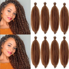 Marley Twist Braiding Hair Pre-Separated Springy Afro Twist 16 Inch 8 Packs Spring Twist Hair Kinky Twist for Faux Locs Crochet Braiding Afro Twist Hair Extensions for Black Women(16Inch, 30#)