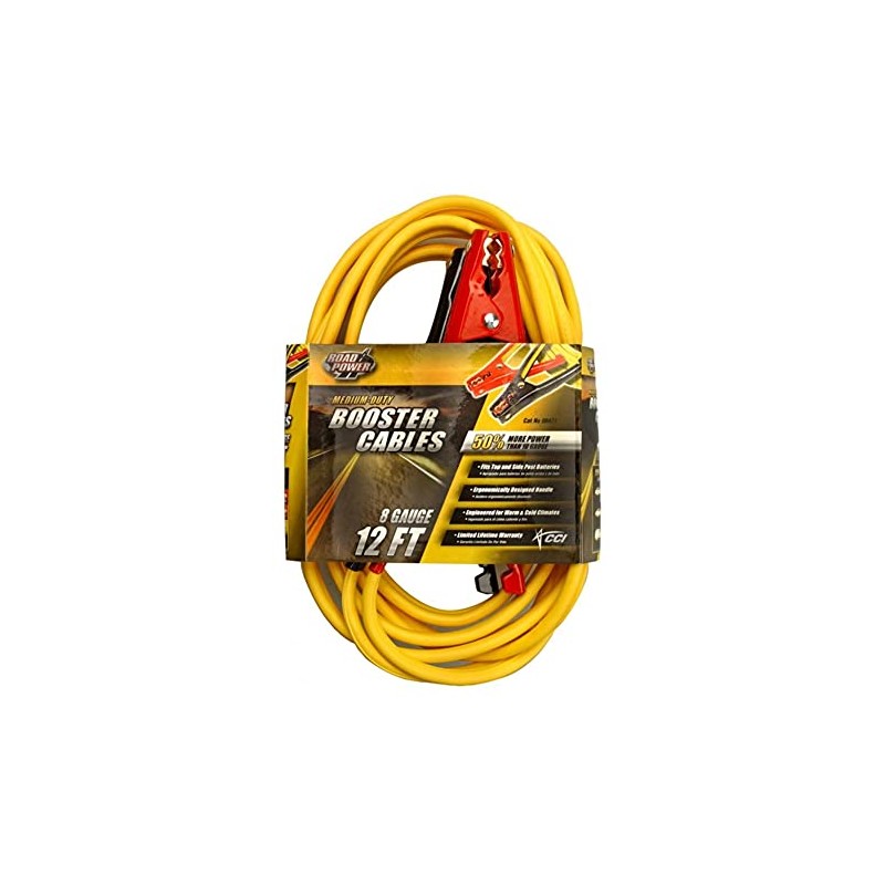 Coleman Cable 08471 12-Feet Medium-Duty Booster Cable with Non-Polar Glow