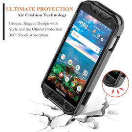 NZND Designed for Kyocera Duraforce Pro 2 Case (Verizon E6910), Belt Clip Holster Shell, Ultra Slim Thin Cover Built-in Kickstand Case with Tempered Glass Screen Protector -Black