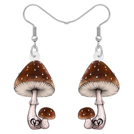 YAYAKO Acrylic Anime Mushroom Earrings Dangle Summer Jewelry Statement Weird Earrings for Women Mushroom Gifts (Brown 492)
