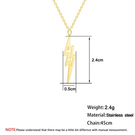 Eiffy Simple Stainless Steel Flash Lightning Bolt Choker Necklace Cute Thunder Strike Pendant Necklaces for Women Jewelry (Gold)