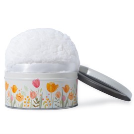 Large Body Powder Puff and Container Tin, 5.5” x 2.8” Powder Puff for Body Powder, Dusting Powder - Soft Powder Applicator Puff for Women, Reusable Empty Powder Container with Puff (White Puff & Case)