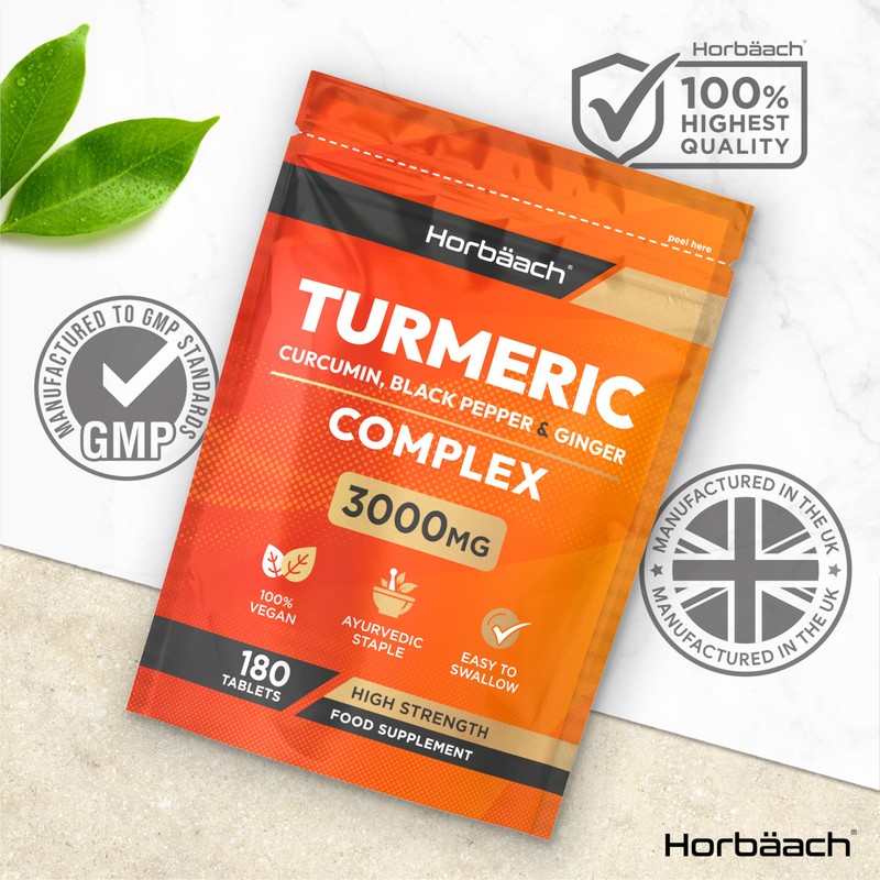 Turmeric Tablets 3000mg with Black Pepper, Ginger and Curcumin Extracts
