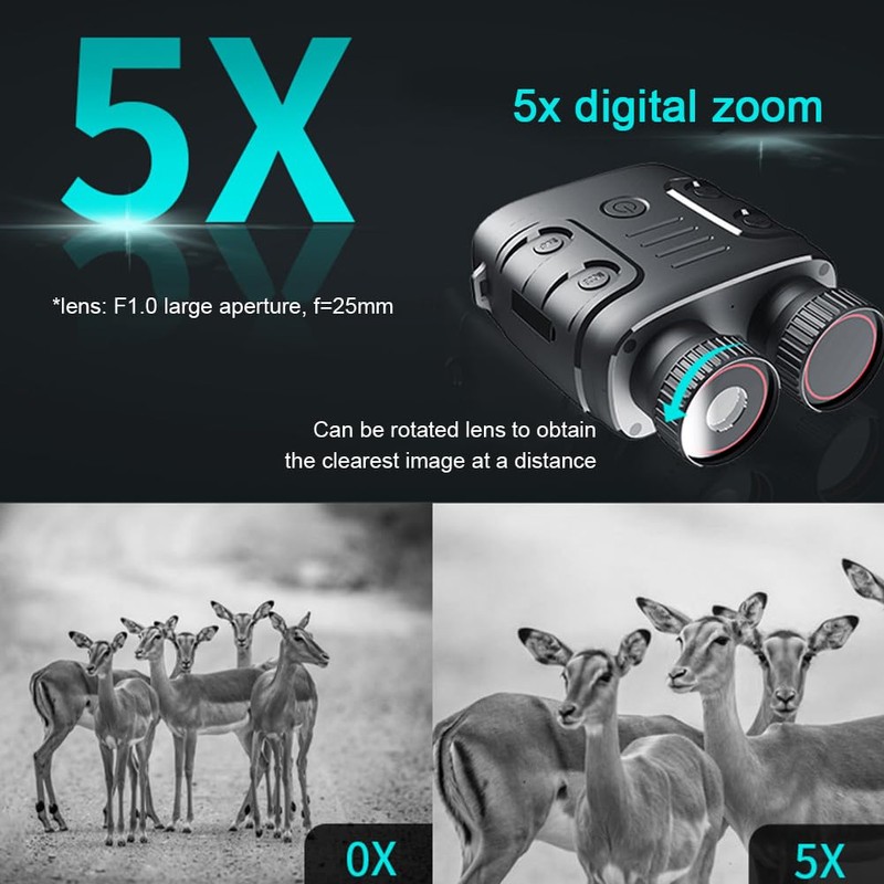 Djioyer Night Vision Goggles, 1080p Infrared Night Vision Binoculars, 5x