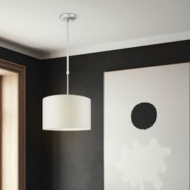 Home Sweet Home Modern Lampshade Bling | Cylinder | 35/35/21 cm | White | Fabric Cotton Lampshade | for E27 Lamp Socket | RoHS Tested | Suitable for Floor Lamp