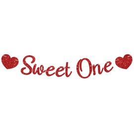 Sweet One Banner, Valentine's Day Themed First Birthday Sign for Boy Girl, Sweetheart Baby 1st Birthday Gender Reveal Party Decorations Supplies