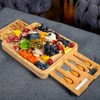RoyalHouse Unique Bamboo Cheese Board and Knife Set with 2