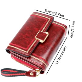 Mikytoper Purses for Women PU Leather Wallet for Women Card Cases & Money Organisers Ladies Wallet Purse Small Purses for Women Girls (Square Buckle - red)