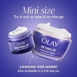 Olay Retinol 24 Face Moisturizer, Anti-Aging Night Cream for Women, Trial Size, Fragrance-Free, Non Greasy - Anti-Wrinkle, Smooth Fine Lines, Tightening Skin Care - Peptides, Glycerin, 0.5 Oz